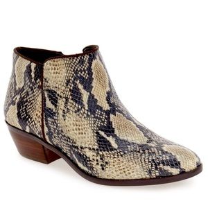 SAM EDELMAN Leather Petty Roccia Python Pointed Toe Ankle Booties